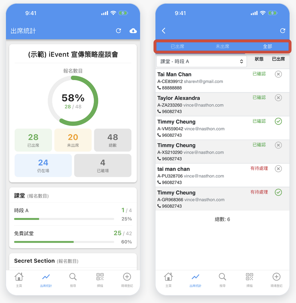 實時查看入場人次