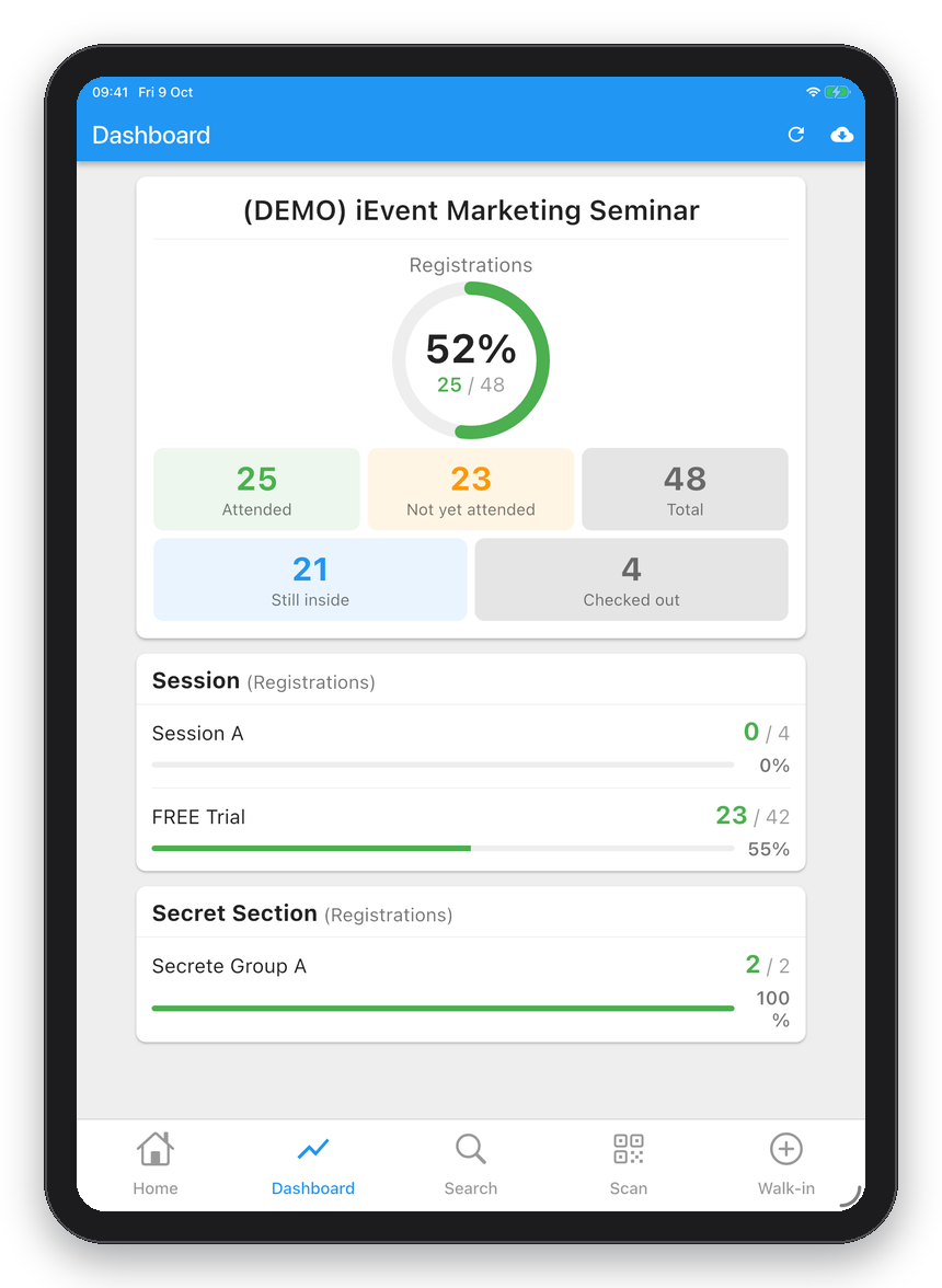 View check-in statistics in real time